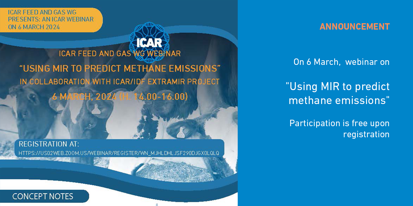 On 6 March (h. 14.00-16.00 Paris time), open webinar on “Using MIR to predict methane emissions”